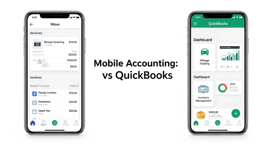 Mobile Experience wave vs quickbooks